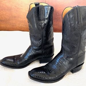 Black Leather Cowboy Boots